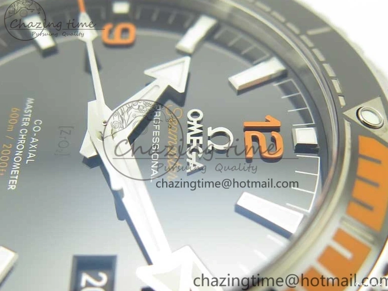 0501 Planet Ocean 43.5mm SS VSF 1:1 Best Edition Black Orange Bezel Black Dial on SS Bracelet A8900 Super Clone Breathable 8003